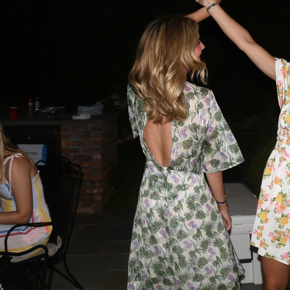 Maje Floral Maxi Dress in Green and Yellow